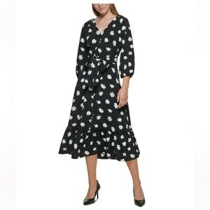 Karl Lagerfeld Black Dress with White Floral Design